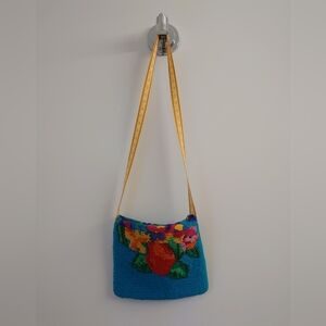 Vibrant Floral Crochet Crossbody Bag